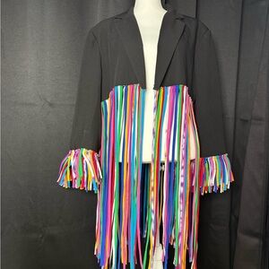 Black Jacket with Colorful Fringe